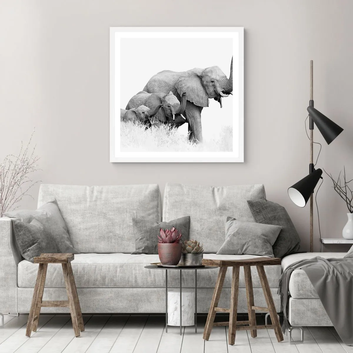 Poster in white frmae - One, Two, Three - 30x30 cm