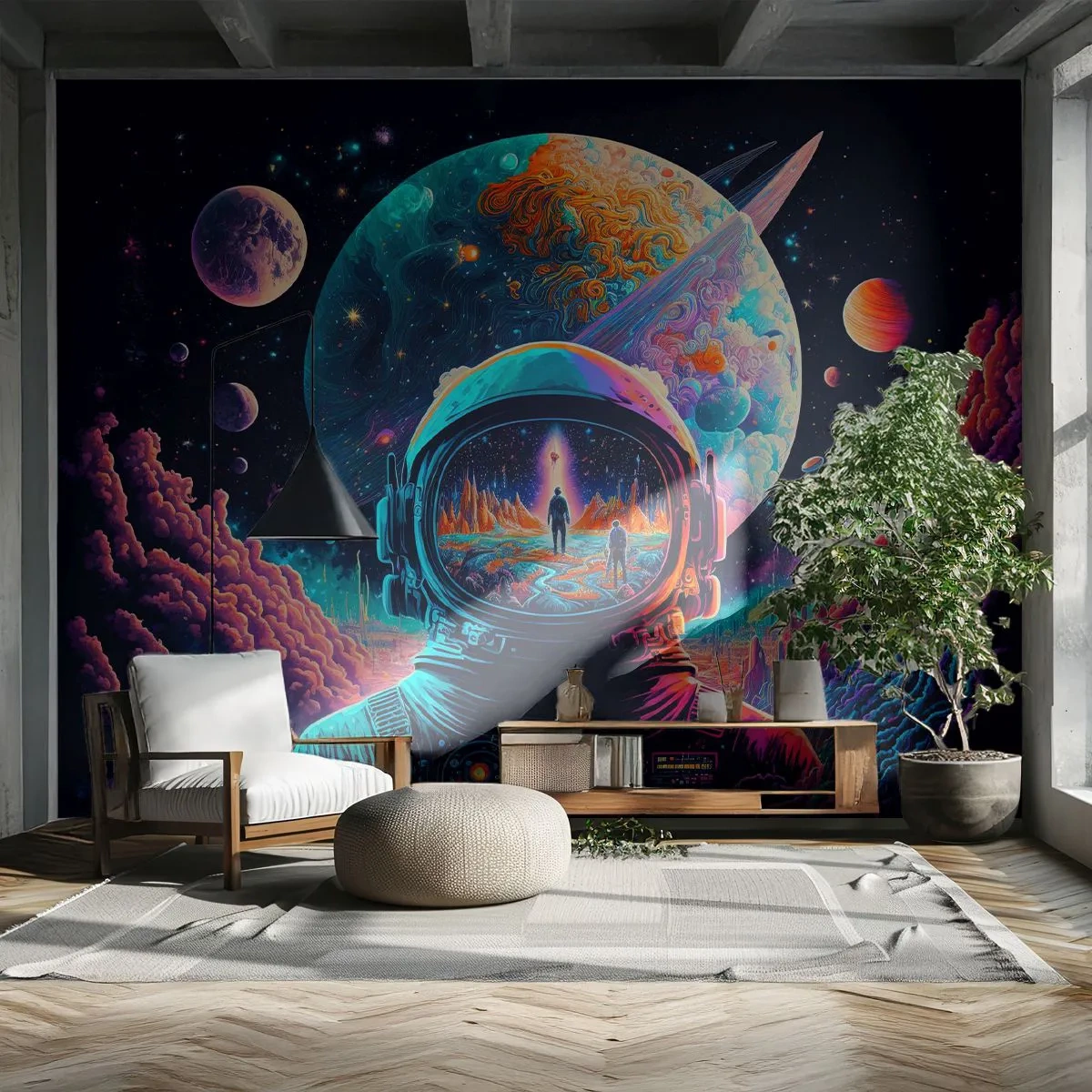 Photo Wallpaper Premium Sand - Philosophers Didn't Imagine This - Astronaut, Futuristic, Cosmos - 300x210 cm