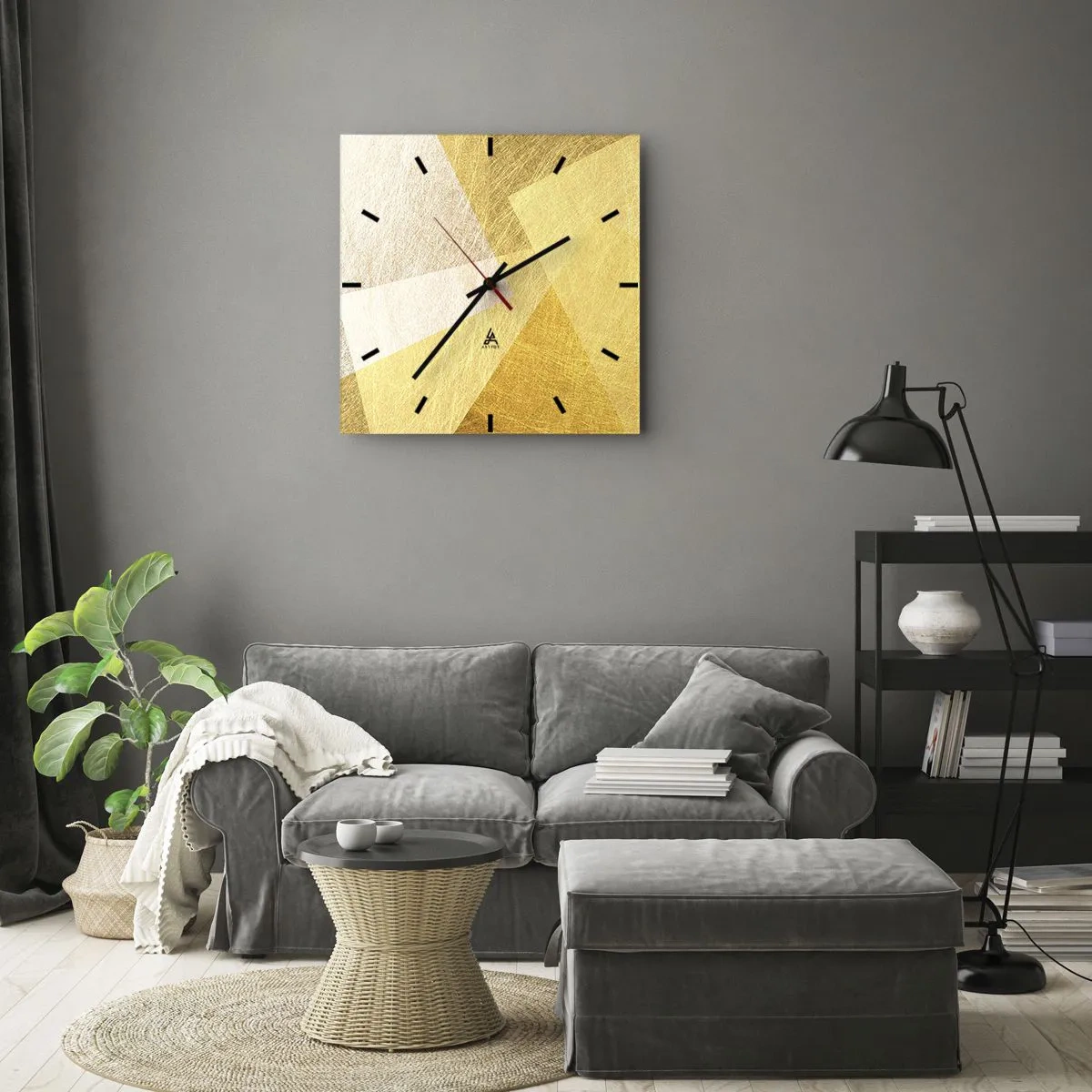Wall clock - Clock on glass - Weather of Geometry - 30x30 cm