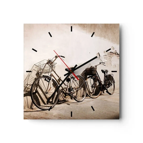 Wall clock - Clock on glass - Unforgetable Charm of the Past - 30x30 cm