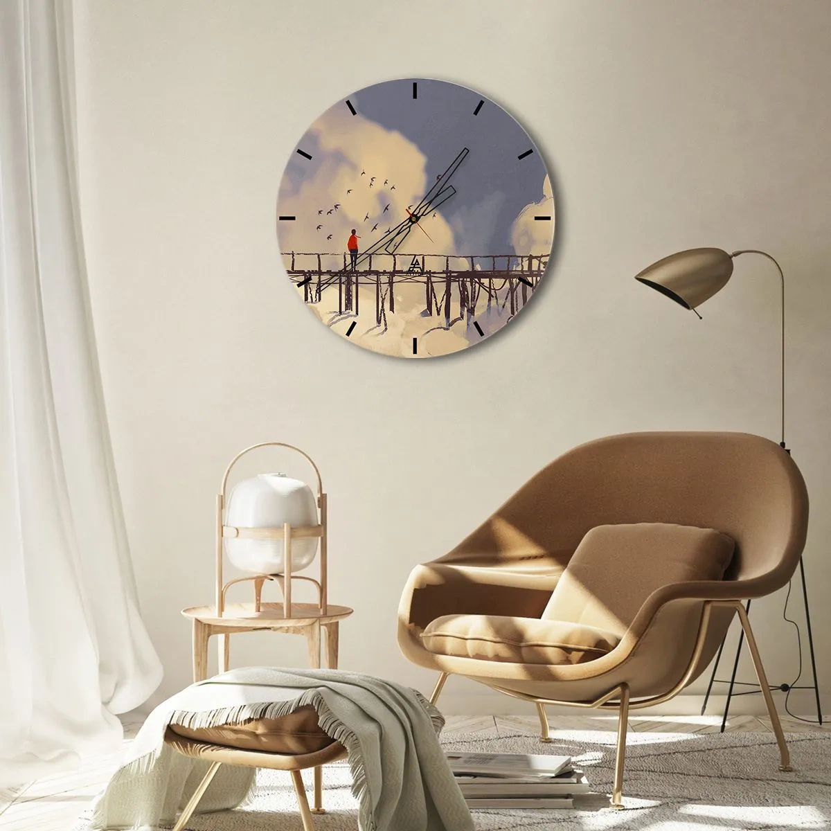 Wall clock - Clock on glass - Blue Longing - 40x40 cm