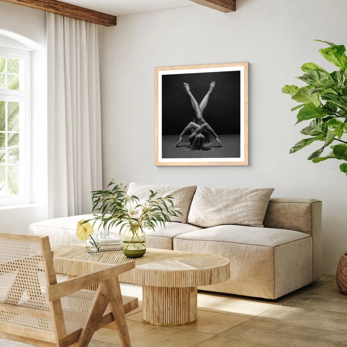 Poster in light oak frame - Geometry of Nakedness - 40x40 cm