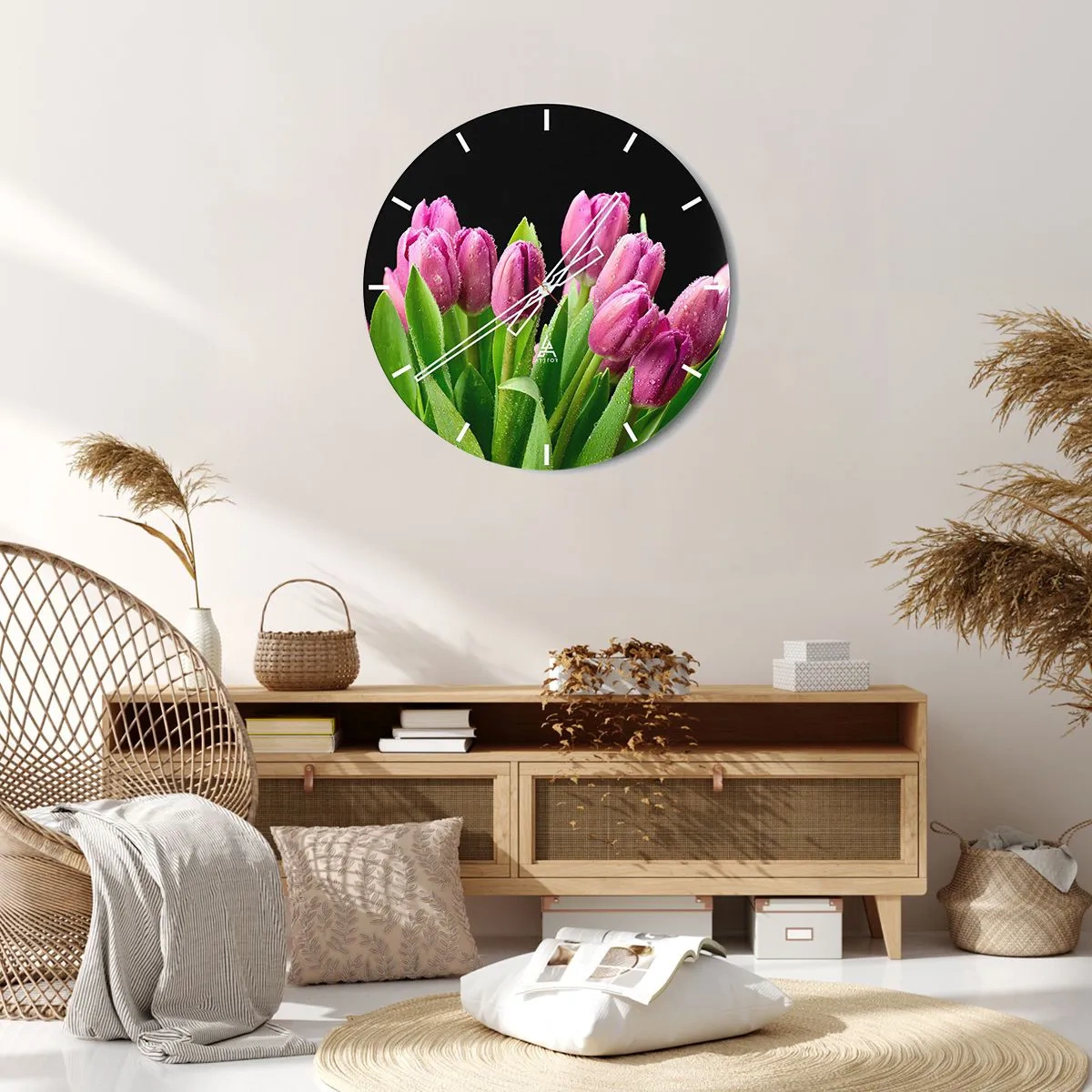 Wall clock - Clock on glass - Lilac Joy of Spring - 40x40 cm