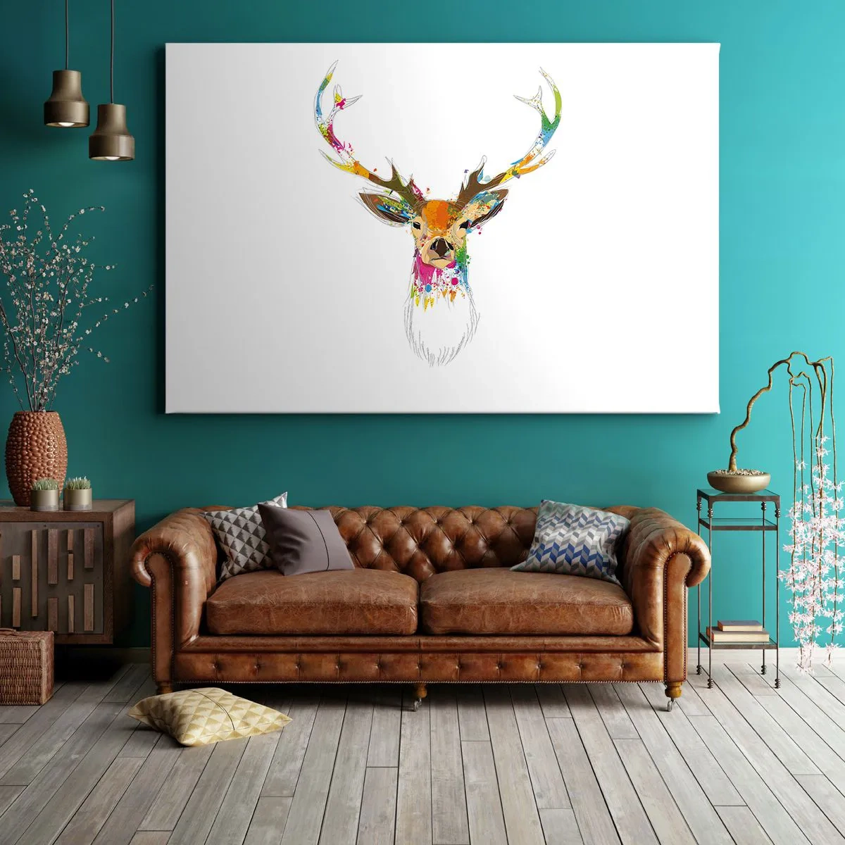 Canvas picture - Deer Bathed in Colour - 120x80 cm