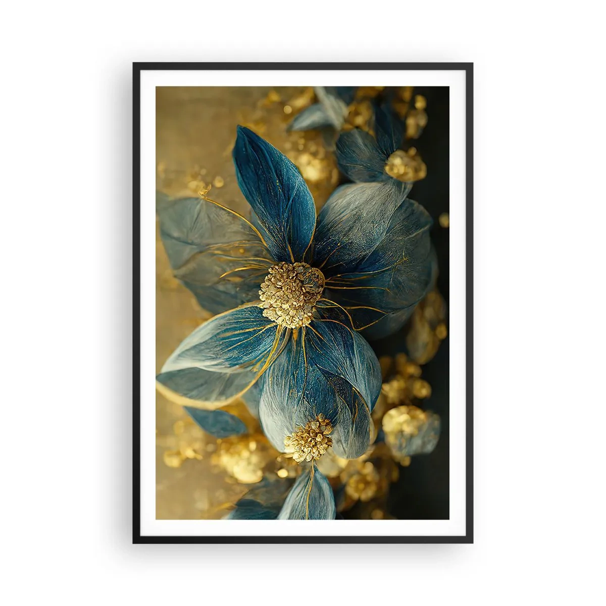 Poster in black frame - Blossoming in Gold - 70x100 cm