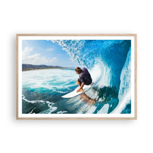 Poster in light oak frame - Dancing with Waves - 100x70 cm