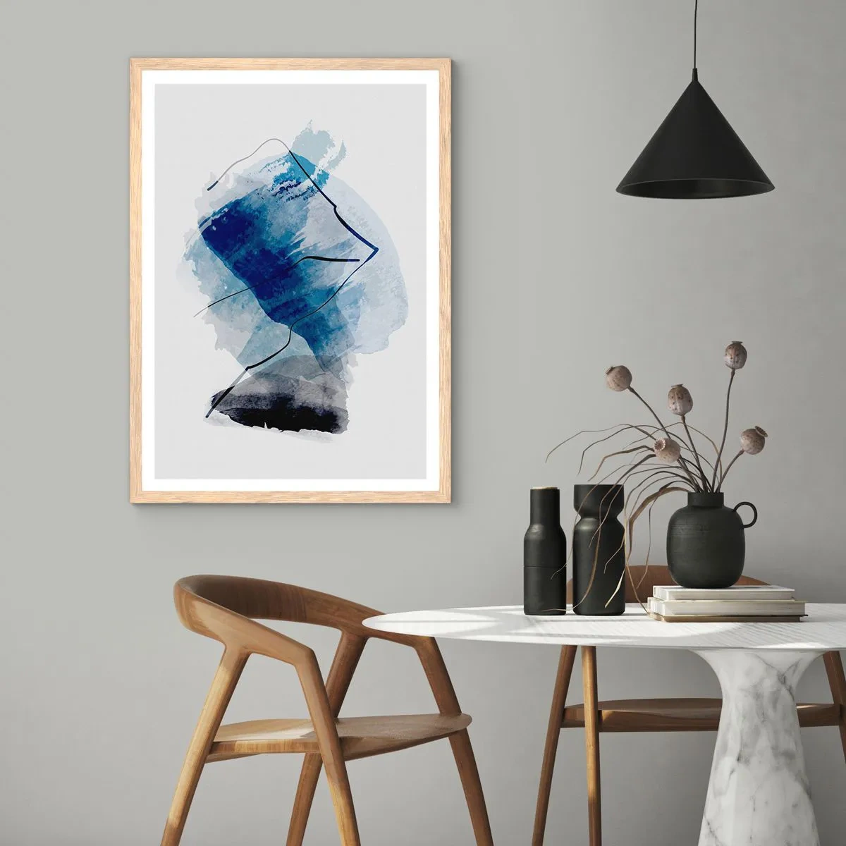 Poster in light oak frame - Ice Mountain - 50x70 cm