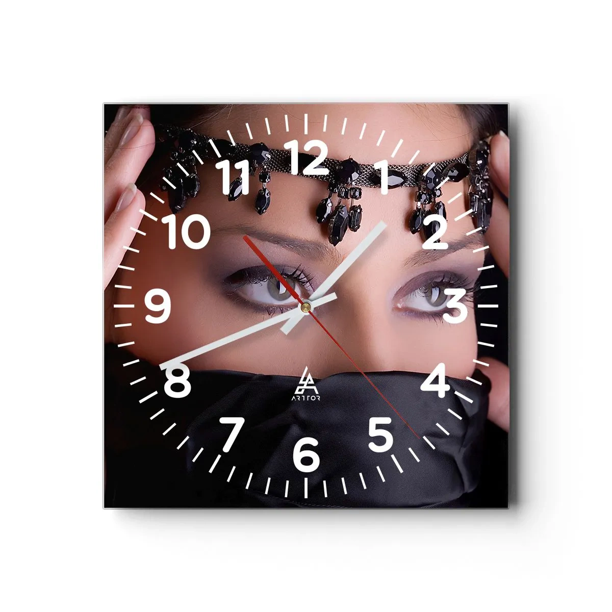 Wall clock - Clock on glass - Oriental Temptation - 40x40 cm