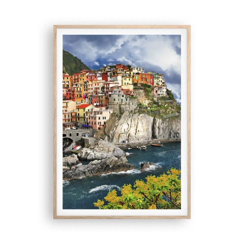 Poster in light oak frame - Hugging the Rocks - 70x100 cm