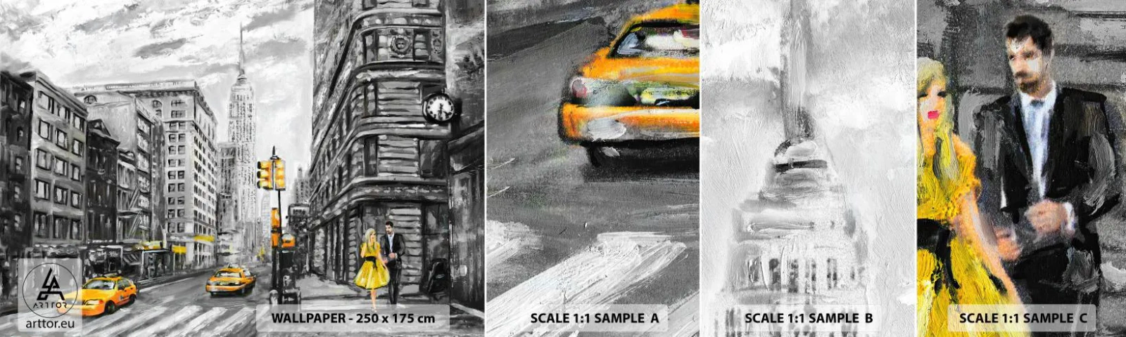 Photo Wallpaper Sample Self-Adhesive Deluxe Sticker - New York Tale - City, New York, Architecture - 100x30 cm