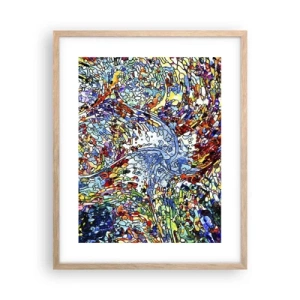 Poster in light oak frame - Stained Glass with Drops - 40x50 cm