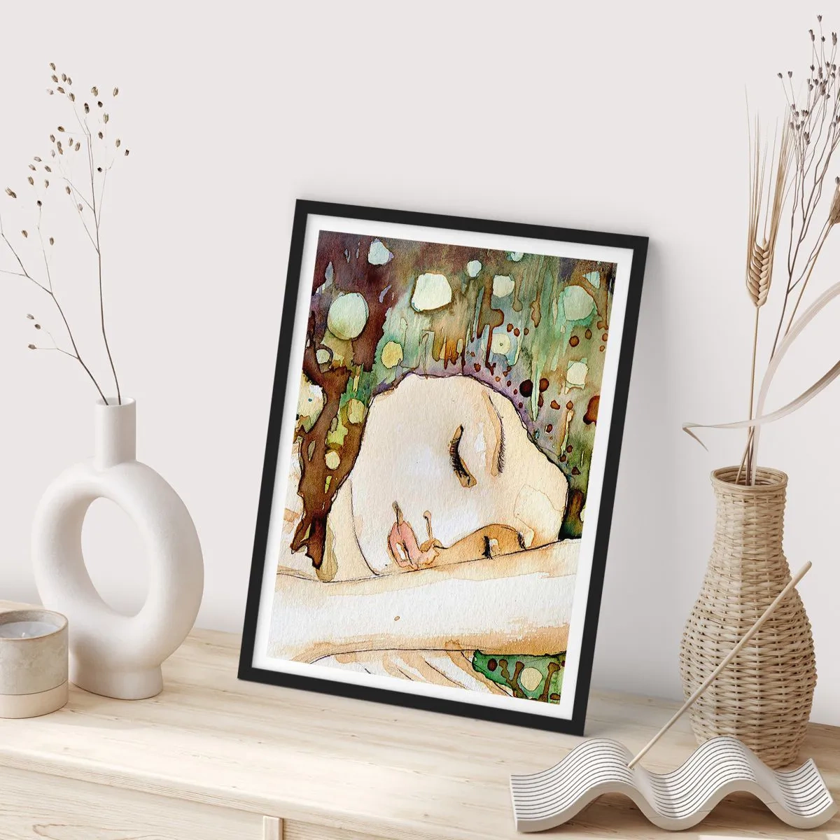 Poster in black frame - Emerald and Violet Dream - 70x100 cm