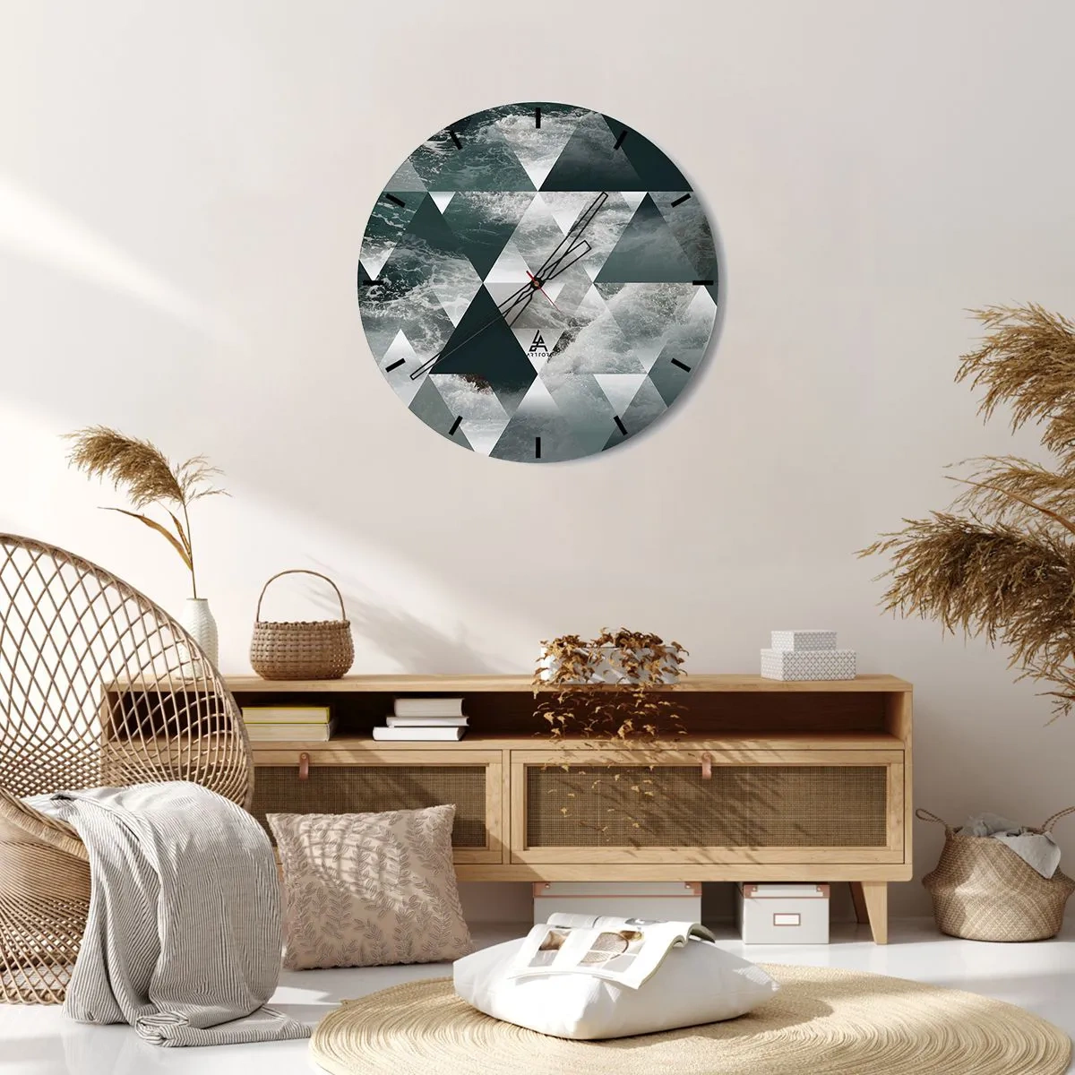 Wall clock - Clock on glass - Crystal Perspective - 40x40 cm