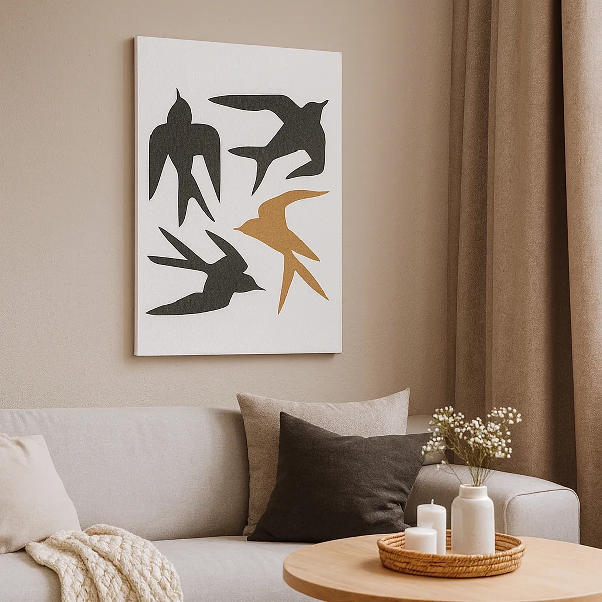 Canvas picture - Swallows at Play - 50x70 cm