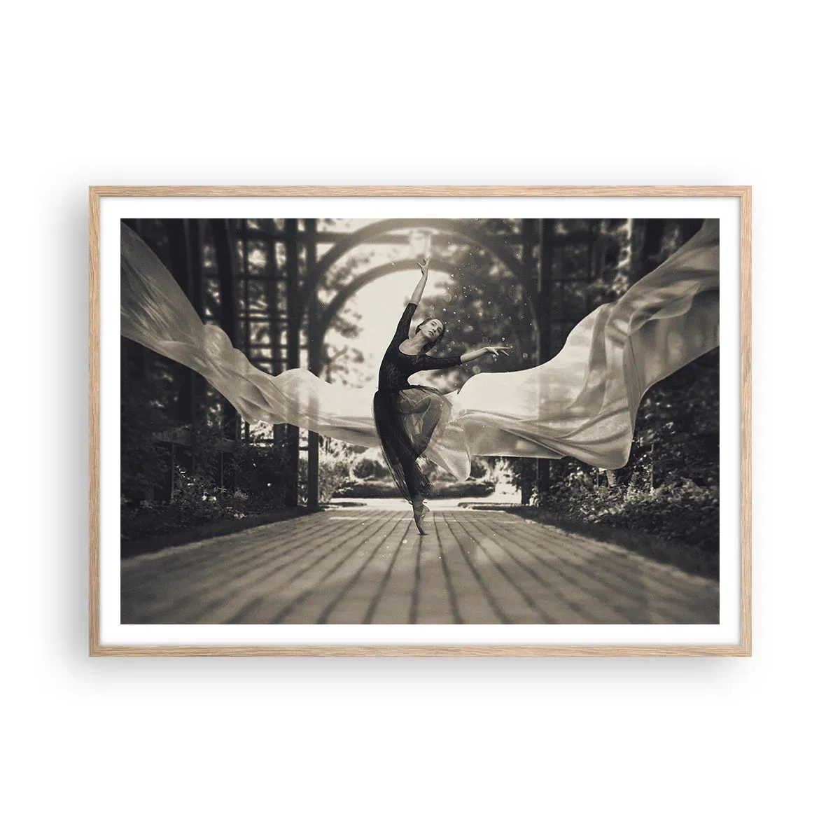 Poster in light oak frame - Dance of the Garden Spirit - 100x70 cm