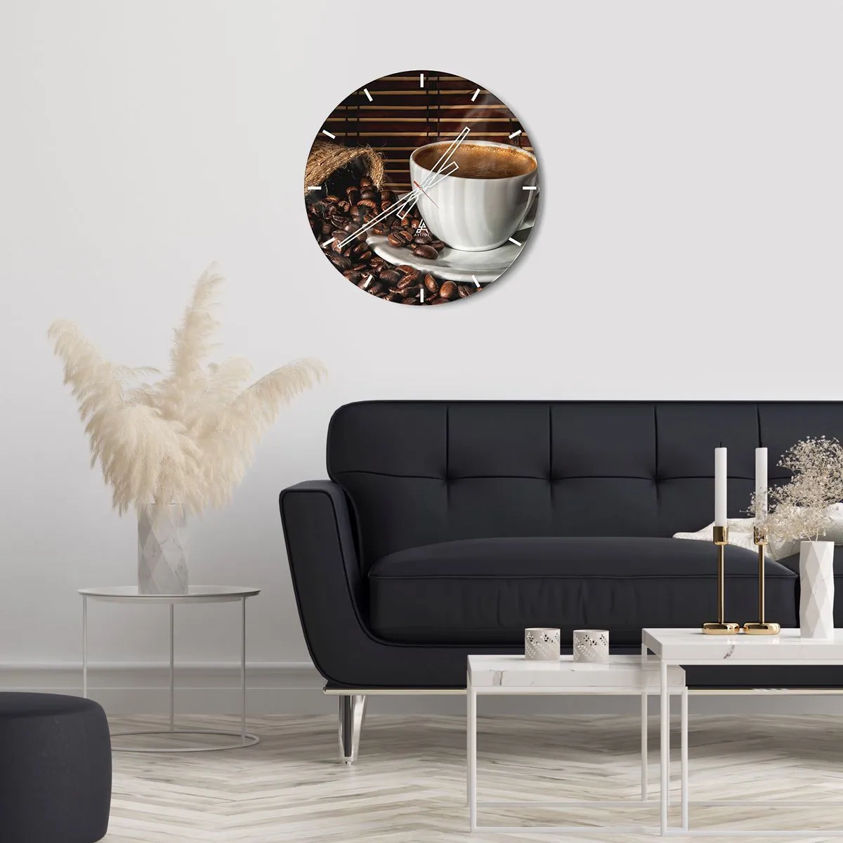 Wall clock - Clock on glass - Blackness of Coal, Clarity of Diamond - 30x30 cm