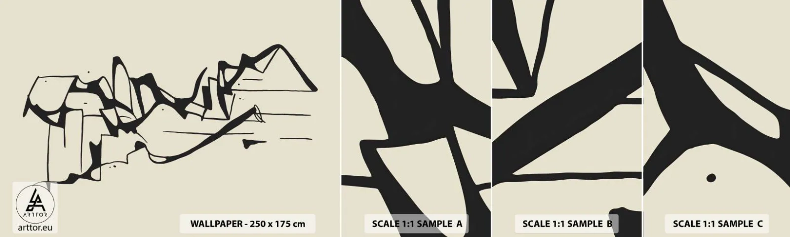 Photo Wallpaper Sample Self-Adhesive Deluxe Sticker - Maybe Landscape - Minimalism, Piece, Line - 100x30 cm