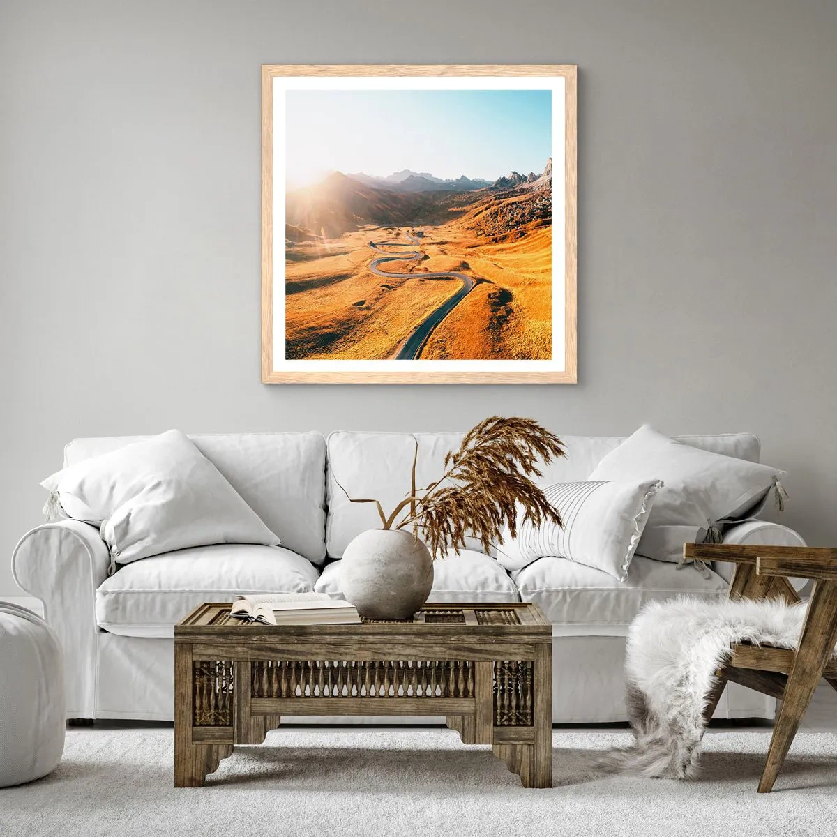 Poster in light oak frame - In a Golden Valley - 60x60 cm
