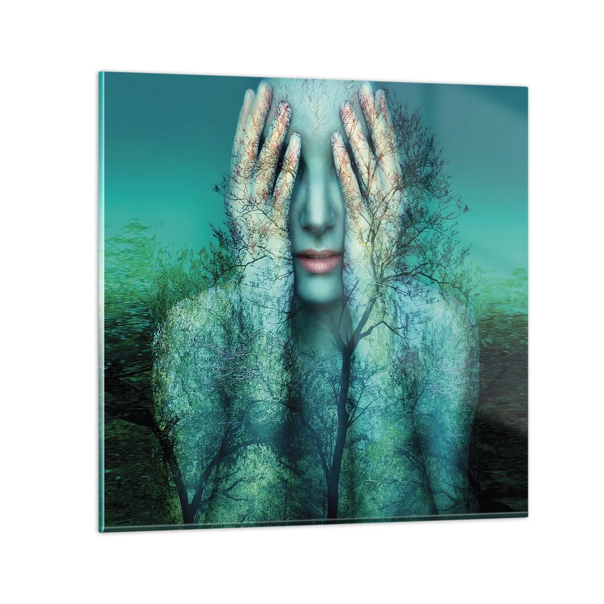Glass picture - Submerged in Blue - 70x70 cm