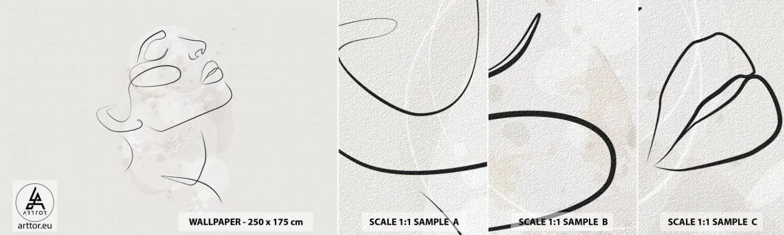 Photo Wallpaper Sample Self-Adhesive Deluxe Sticker - Outline of Happiness - Woman's Face, Woman, Graphics - 100x30 cm