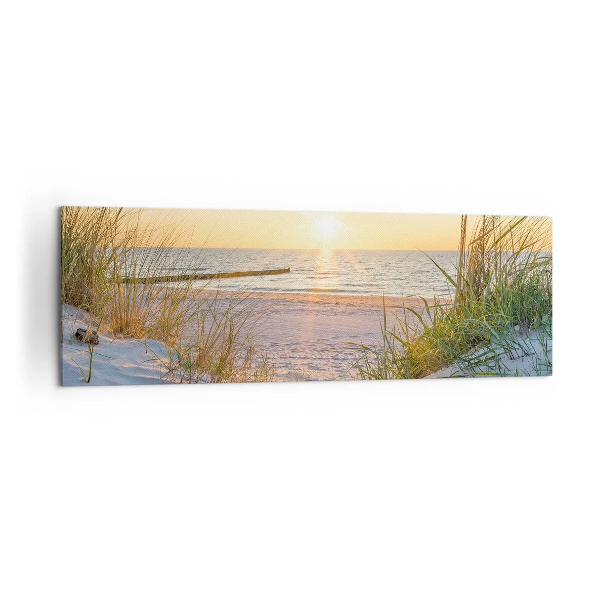 Canvas picture - Sound of the Sea, Singing of the Birds, Wild Beach among Grass - 160x50 cm