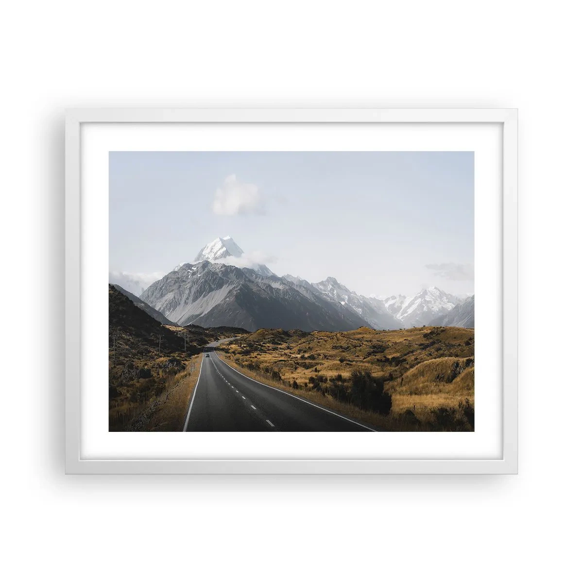Poster in white frmae - Road to the Heart of the Mountains - 50x40 cm