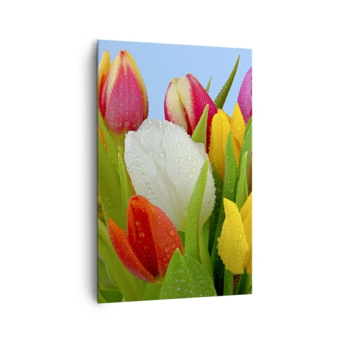 Canvas picture - Floral Rainbow in Dew Drops - 80x120 cm