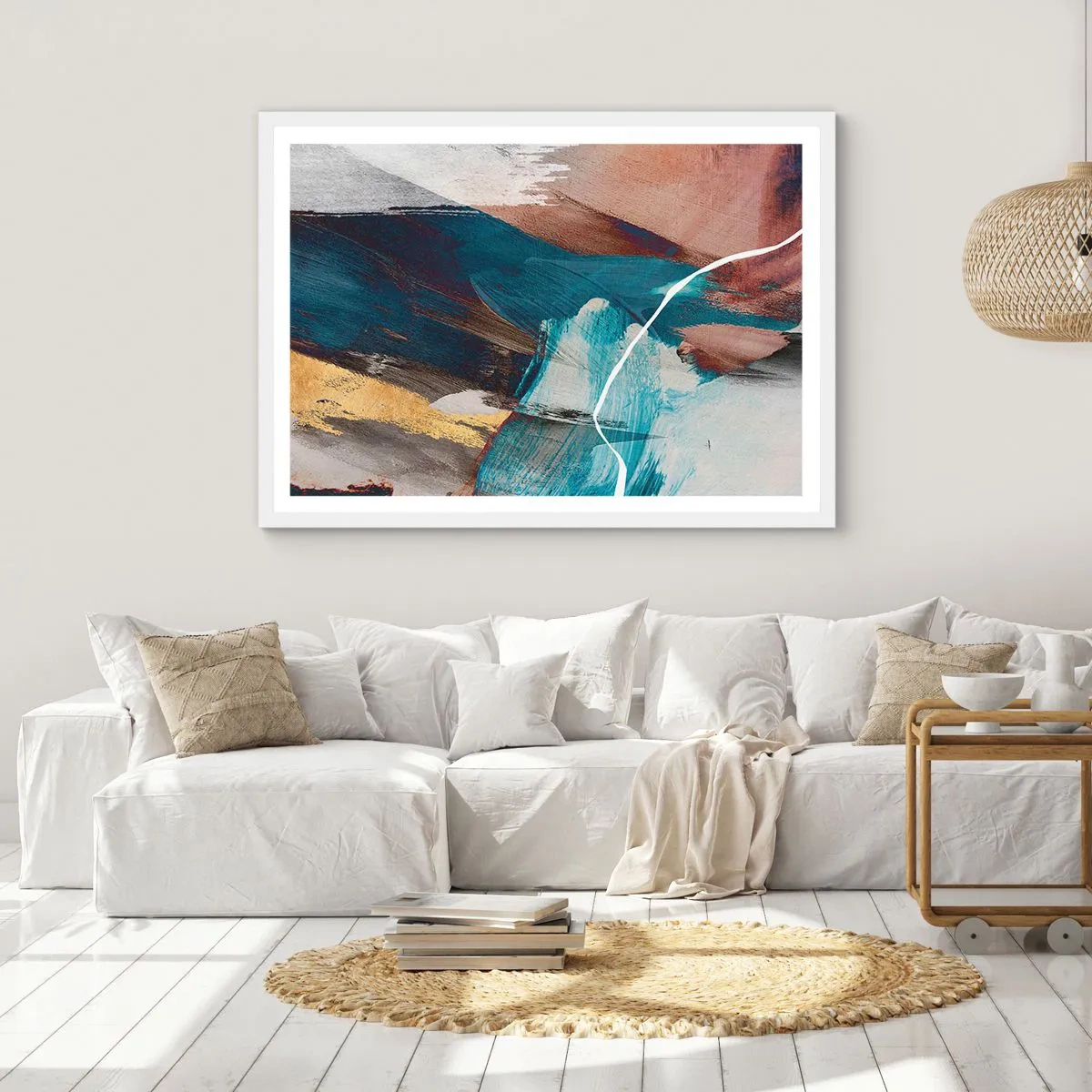 Poster in white frmae - With Panache and Energy - 100x70 cm