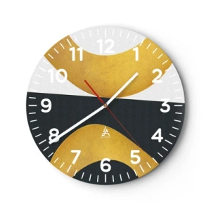 Wall clock - Clock on glass - First Of All: Gold - 40x40 cm