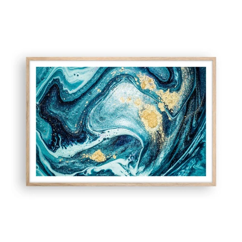 Poster in light oak frame - Blue Whirl - 91x61 cm