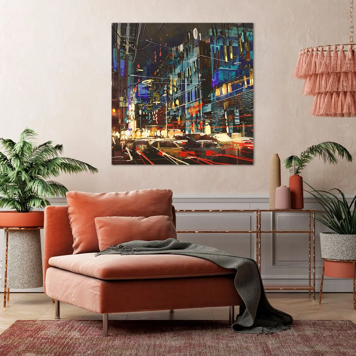 Canvas picture - Evening Street Bustle - 70x70 cm