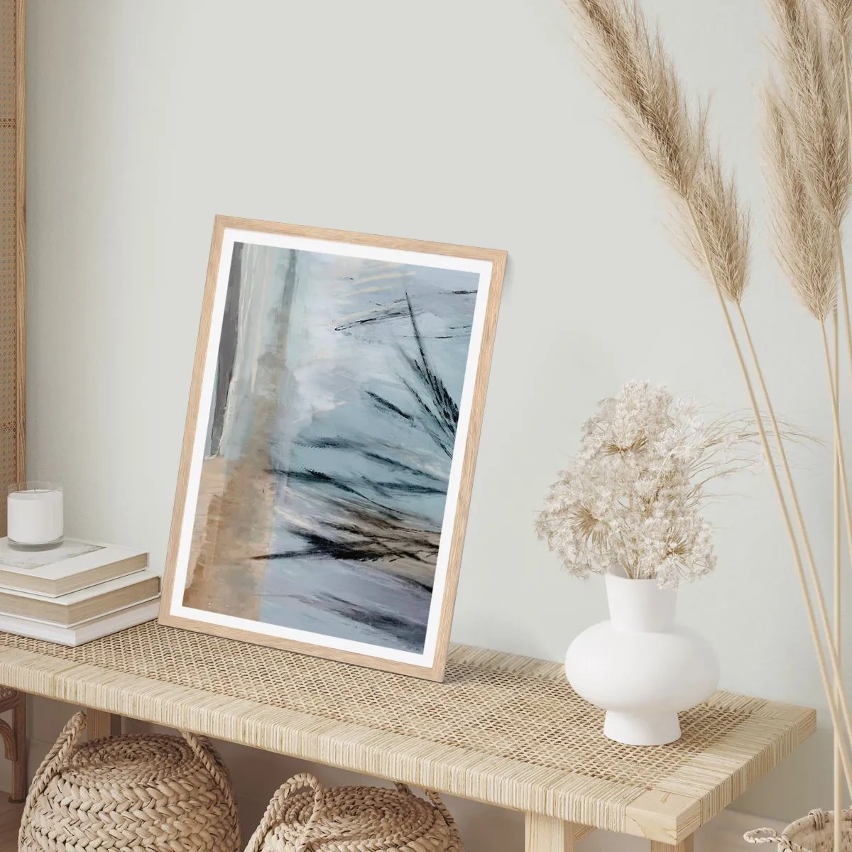 Poster in light oak frame - Winter Fields - 40x50 cm