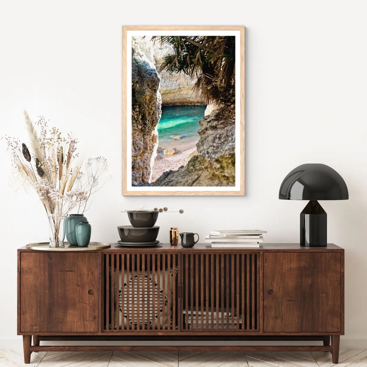 Poster in light oak frame - Turquoise Bay - 50x70 cm