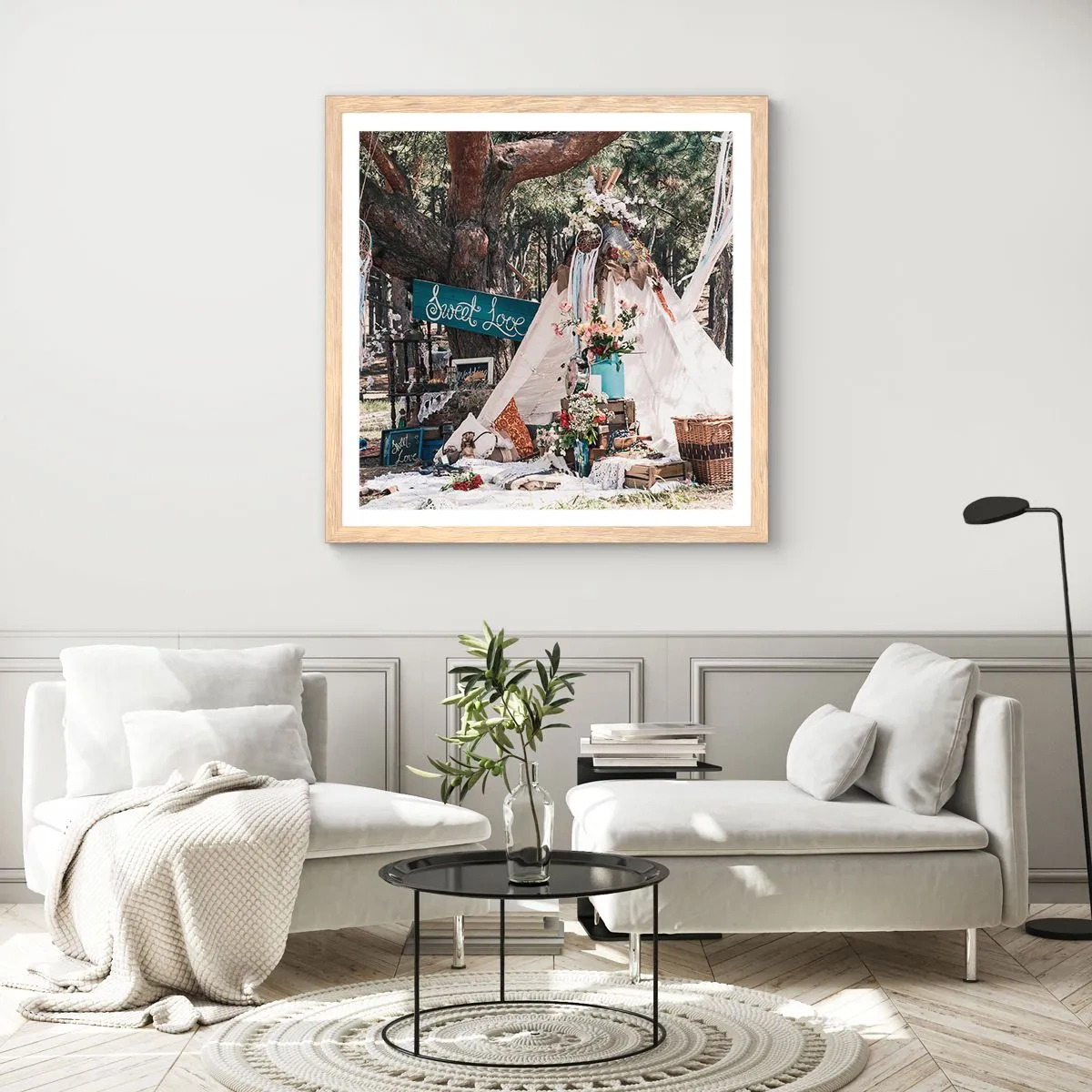 Poster in light oak frame - Make Love… - 50x50 cm