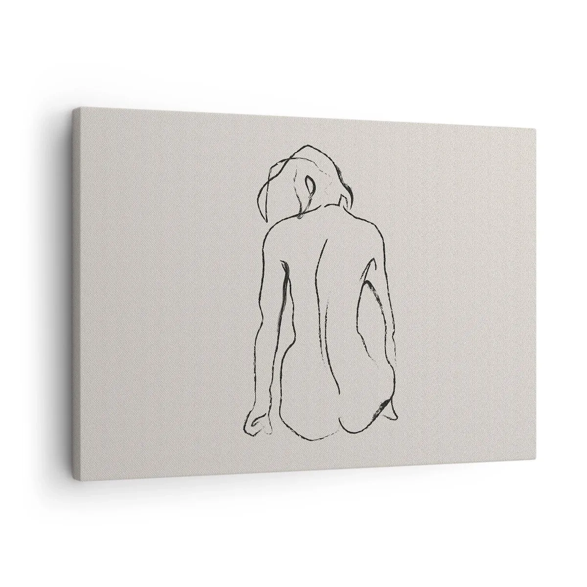 Canvas picture - A subtle sketch of a girl's silhouette from the back - 70x50cm - Woman Nude - Modern wall decoration for the living room and bedroom ARTTOR