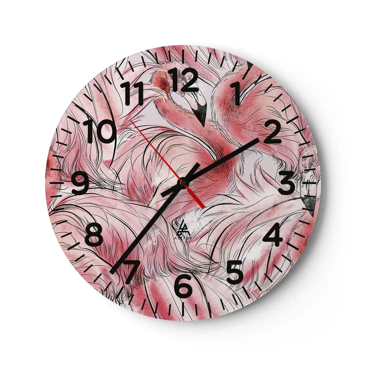 Wall clock - Clock on glass - Bird Corps de Ballet - 30x30 cm