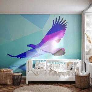 Photo Wallpaper Standard Eco - Eagle in a Lilac Crystal - Bird, Eagle, Geometric Figure - 350x256 cm