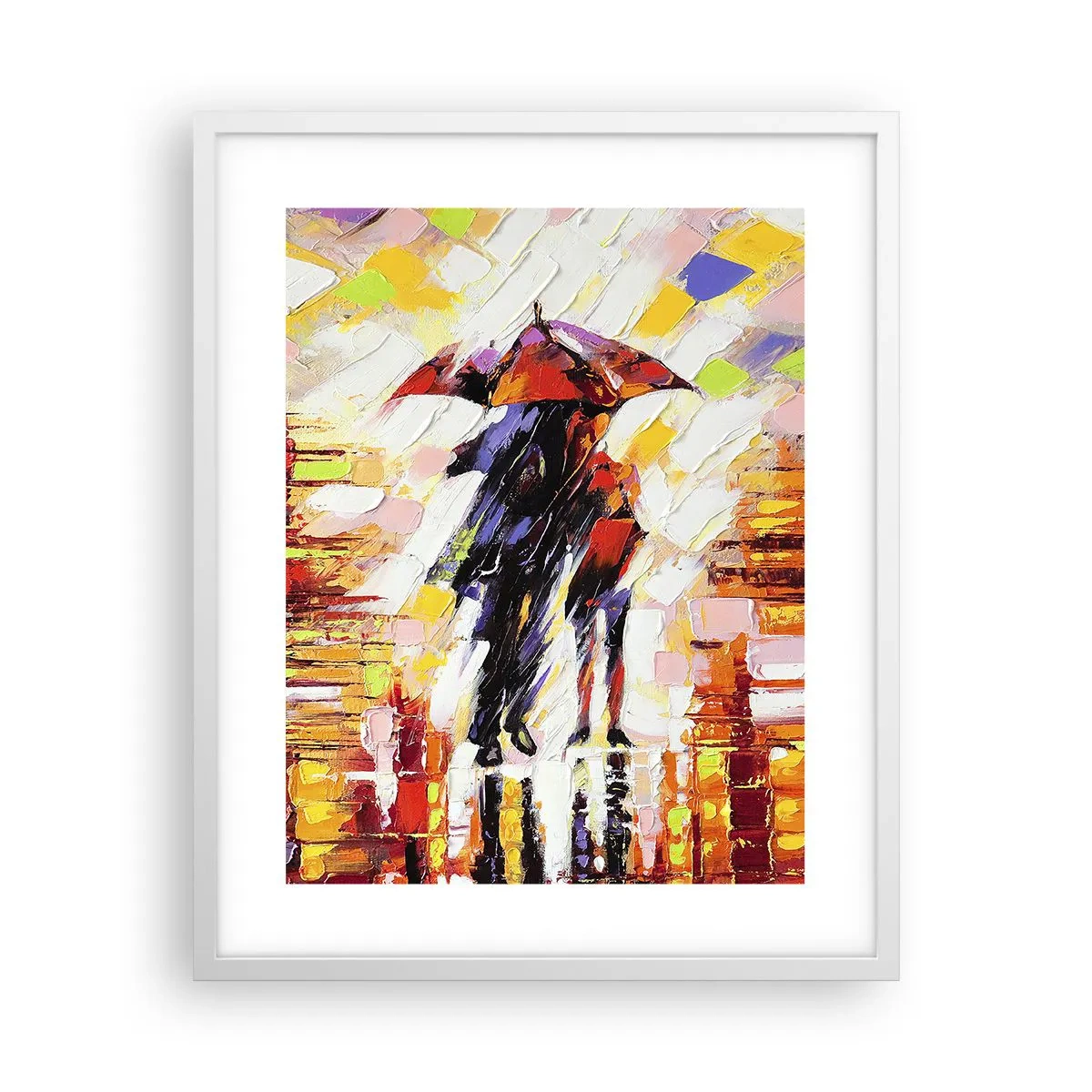 Poster in white frmae - Together through Night and Rain - 40x50 cm
