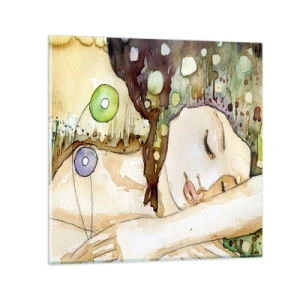 Glass picture - Emerald and Violet Dream - 30x30 cm