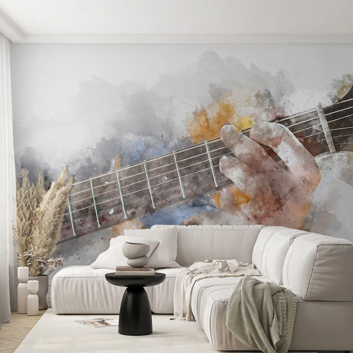 Self-Adhesive Photo Wallpaper Deluxe Sticker - Poetry Between Strings - Music, Guitar, Graphics - 100x70 cm