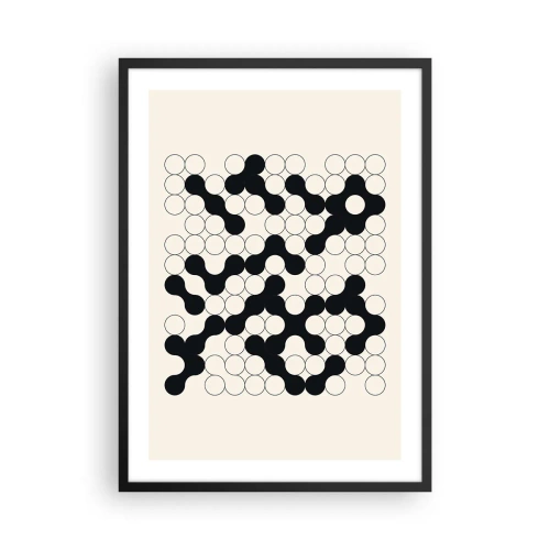 Poster in black frame - Geometric composition of black and white circles - 50x70cm - Chinese Play - Variation - Modern wall decoration for the living room and bedroom ARTTOR