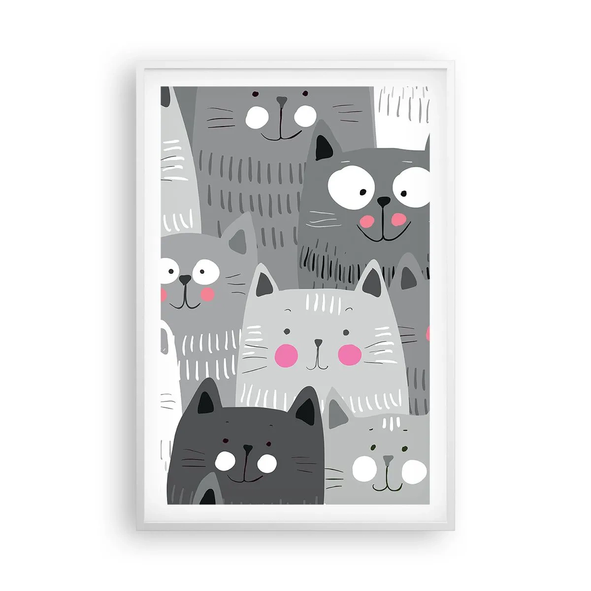 Poster in white frmae - Cat's World - 61x91 cm