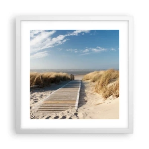 Poster in white frmae - Behind a Dune, in the Hum of Trees - 40x40 cm