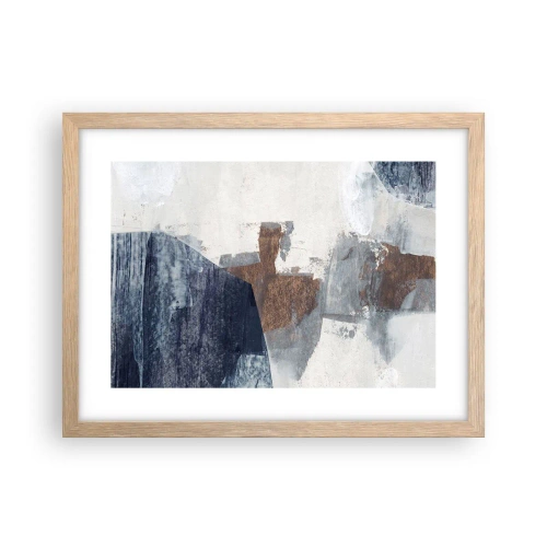 Poster in light oak frame - Blue and Brown Shapes - 40x30 cm