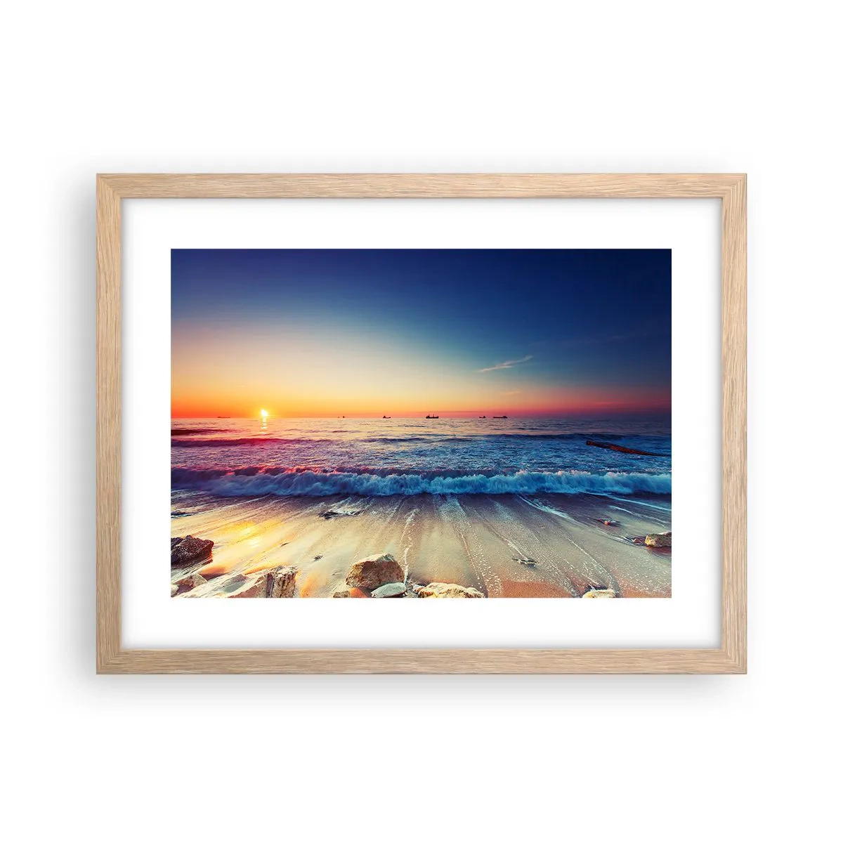 Poster in light oak frame - What Is behind the Horizon? - 40x30 cm