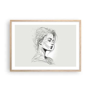 Poster in light oak frame - Portrait in Thoughts - 70x50 cm