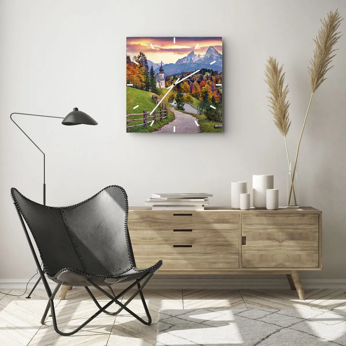 Wall clock - Clock on glass - Landscape Like a Picture - 30x30 cm