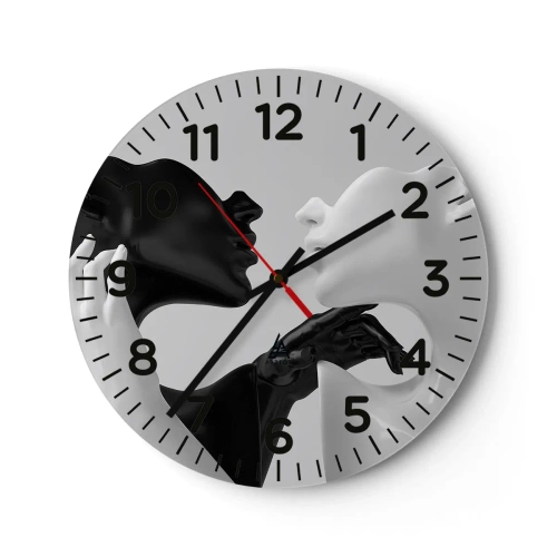 Wall clock - Clock on glass - Attraction - Desire - 30x30 cm