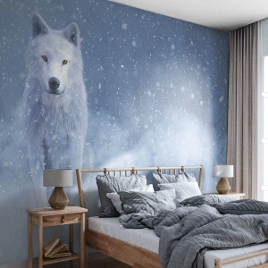 Self-Adhesive Photo Wallpaper Deluxe Sticker - In Winter Spirit - White Wolf, Animals, Winter - 200x140 cm
