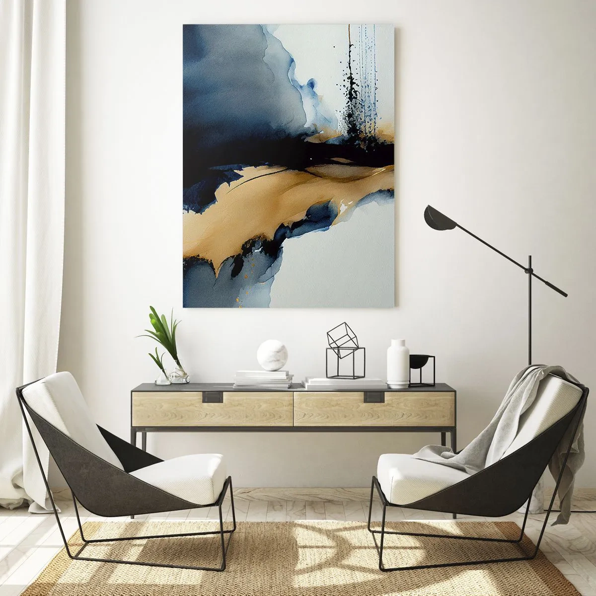 Glass picture - Behind the Curtain - 50x70 cm